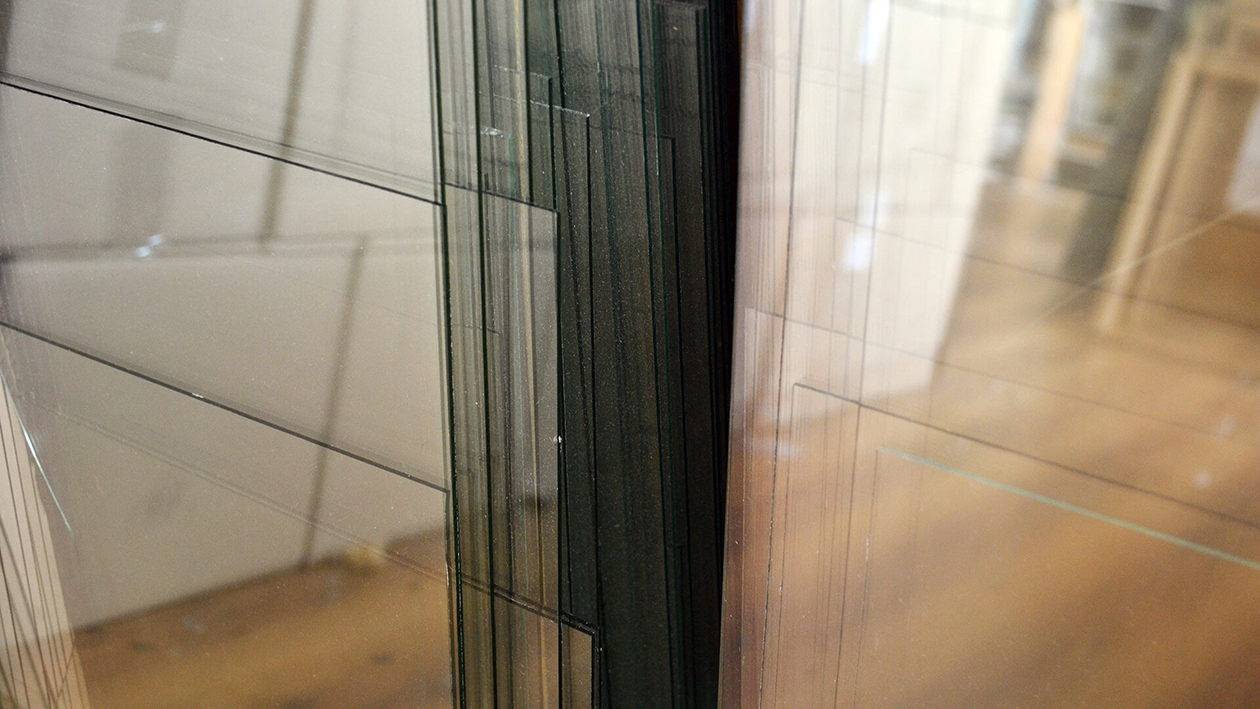 Glass cutting at the Alnwick studio
